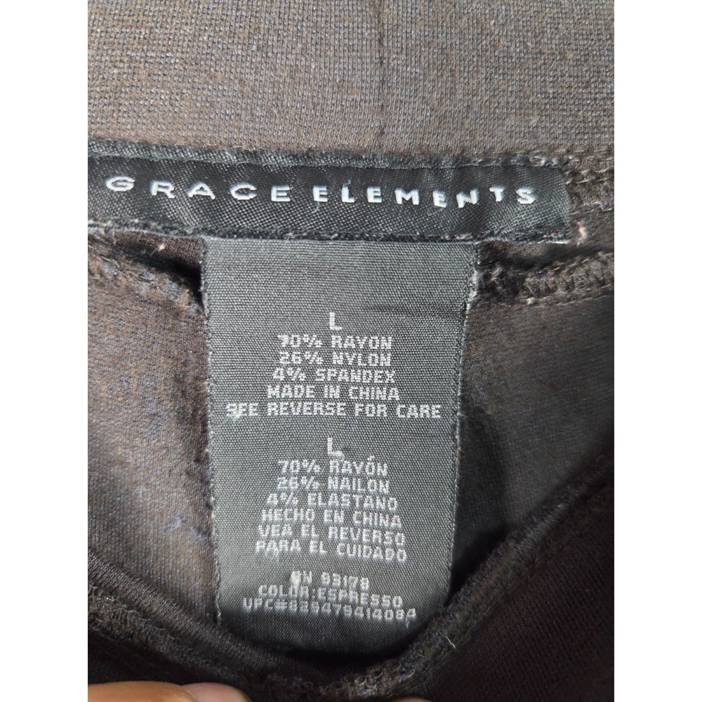 Grace Elements Women's Pull-On Dress Pants Large Brown Stretch Slim Ankle Career - Picture 5 of 5